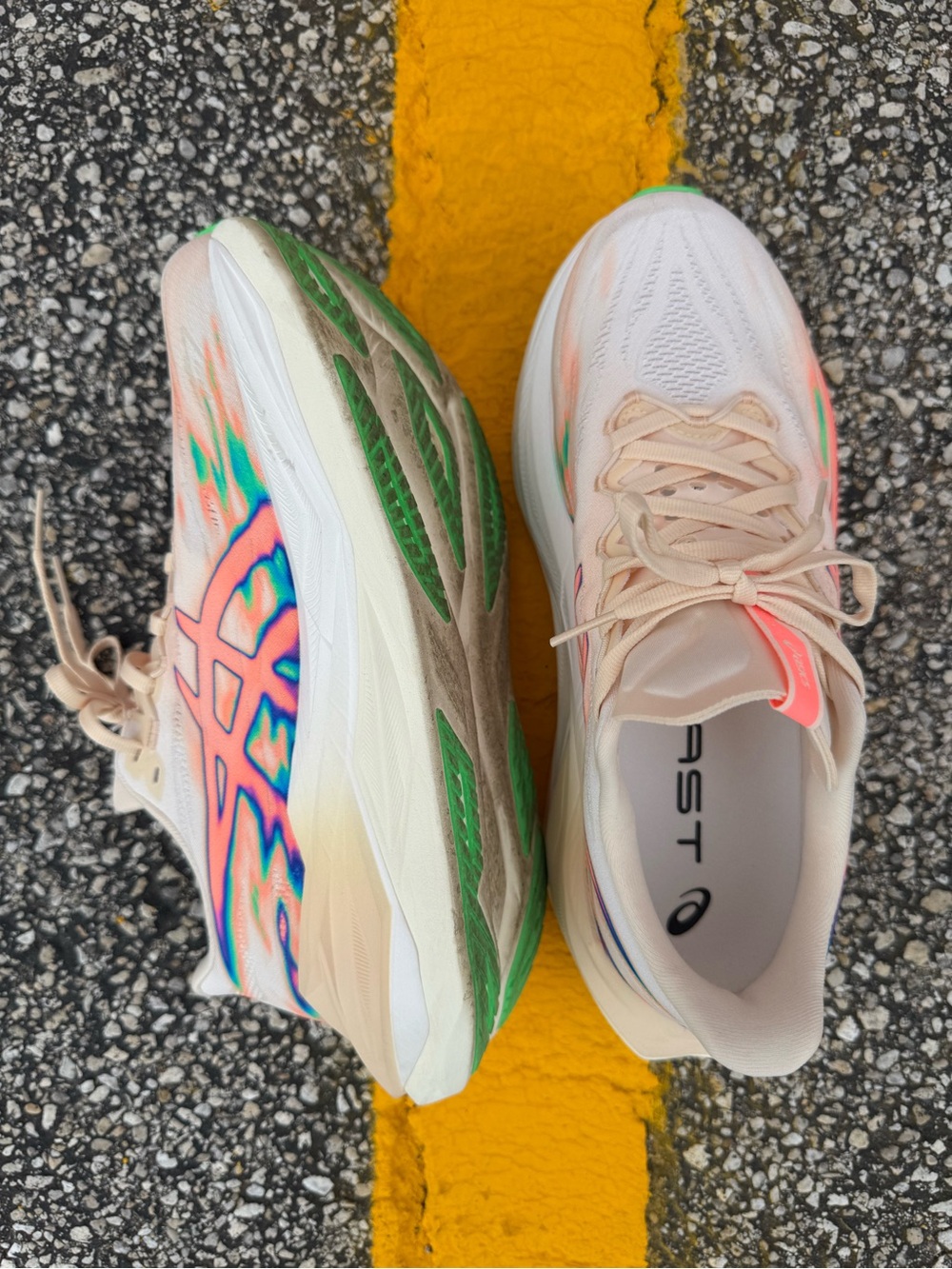 ASICS Women’s FF Leap Running Shoes — Cream/Coral/Green - Picture 3 of 4